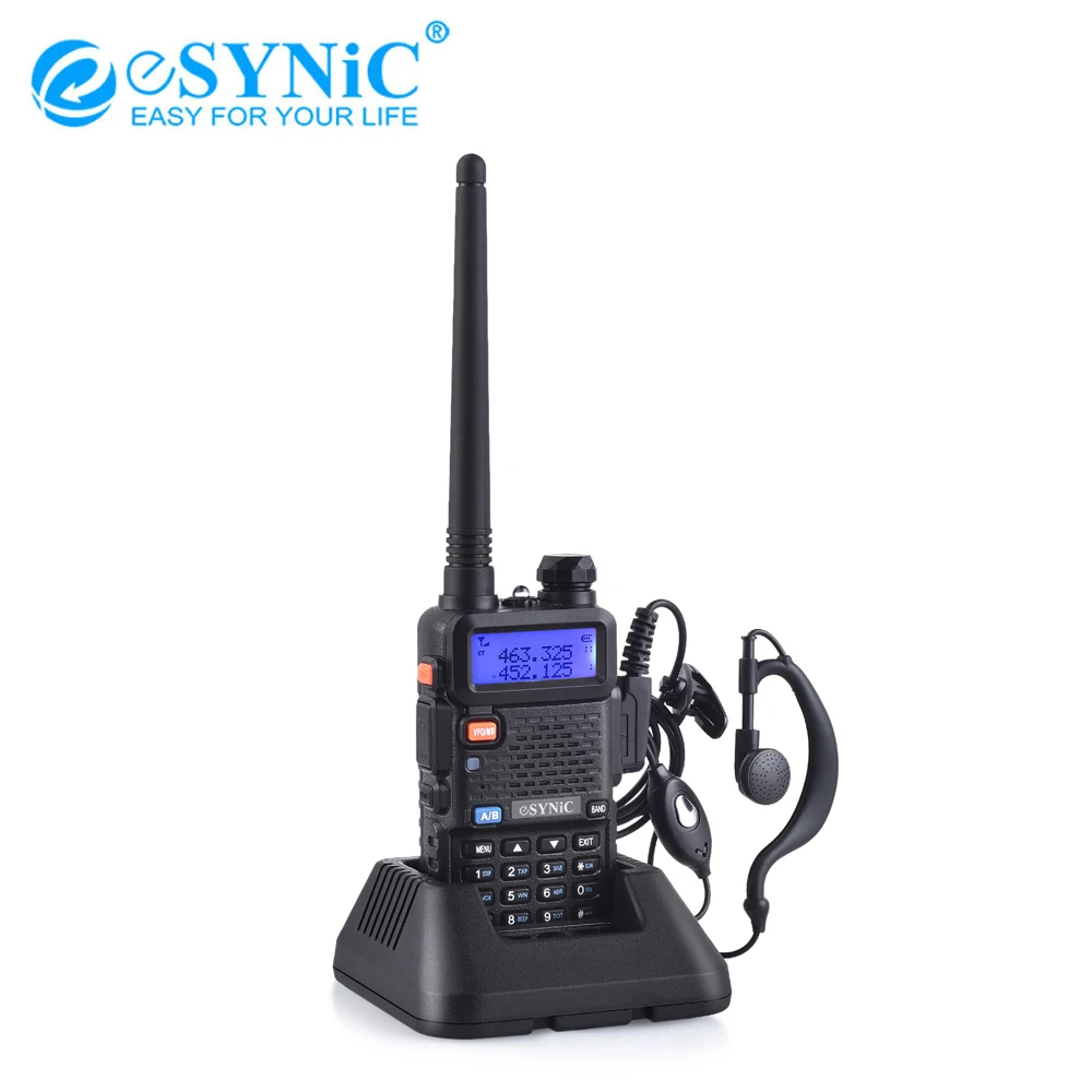 eSYNiC UV-5R Two-Way Radio Walkie Talkie Dual Band UHF VHF Radio + Earpiece Handheld Multi-function Walkie-Talkie