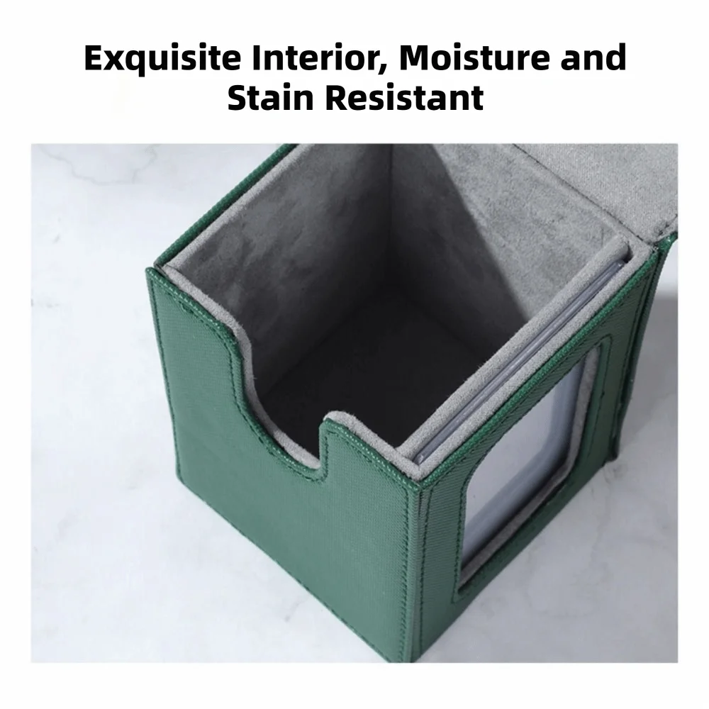 PU Window Collection Box Magnetic Closure Moisture-proof Card Deck Box Stain-resistant with Lid Card Stacking Storage Box