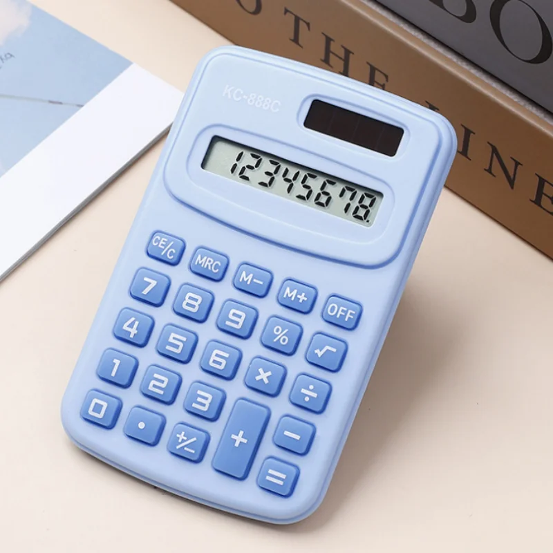 آلة حاسبة ملونة معكرونة مكونة من 8 أرقام، جهاز إلكتروني صغير محمول لامتحان الطلاب يعمل بالطاقة الشمسية