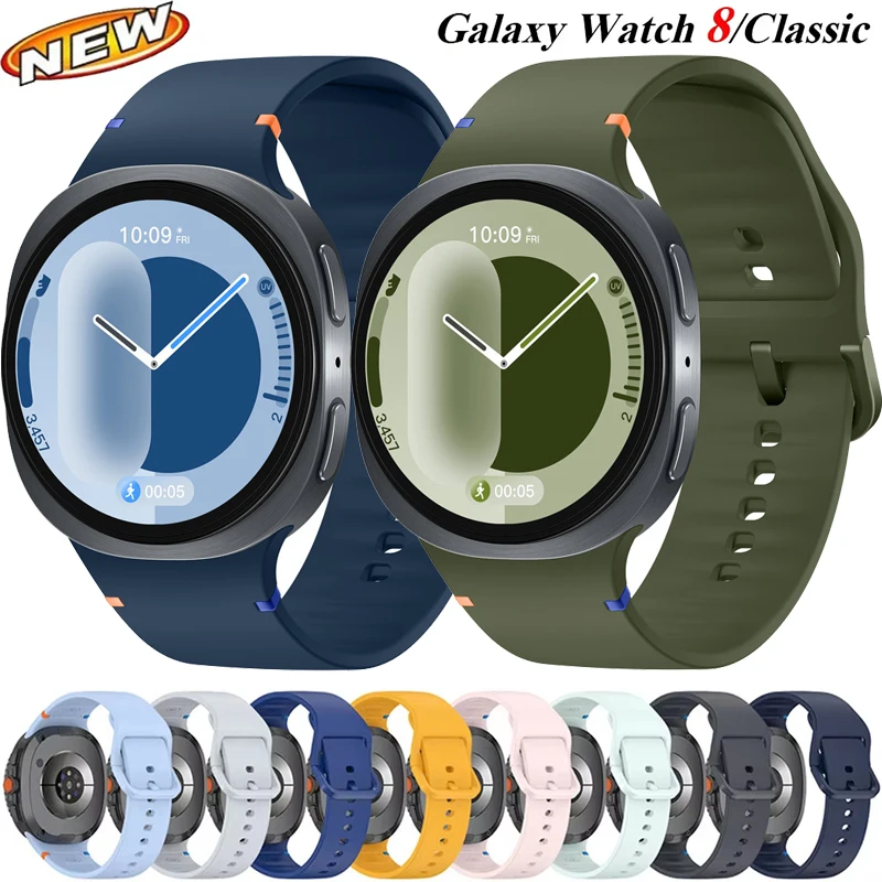 Original Silikonarmband für Samsung Galaxy Watch 8 44 mm 40 mm/8 Classic 46 mm Sport-Ersatzarmband Galaxy Watch 8 Correa
