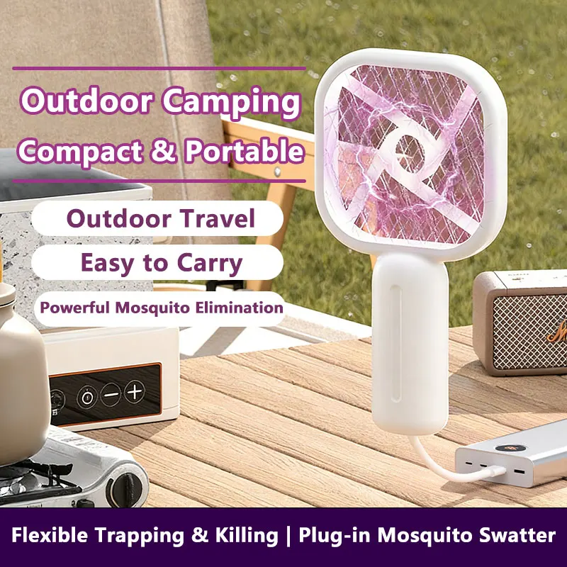 

Mini Electric Mosquito Swatter UV Light Bug Zapper Rechargeable Fly Killer Insect Racket Outdoor Pest Control For Camping
