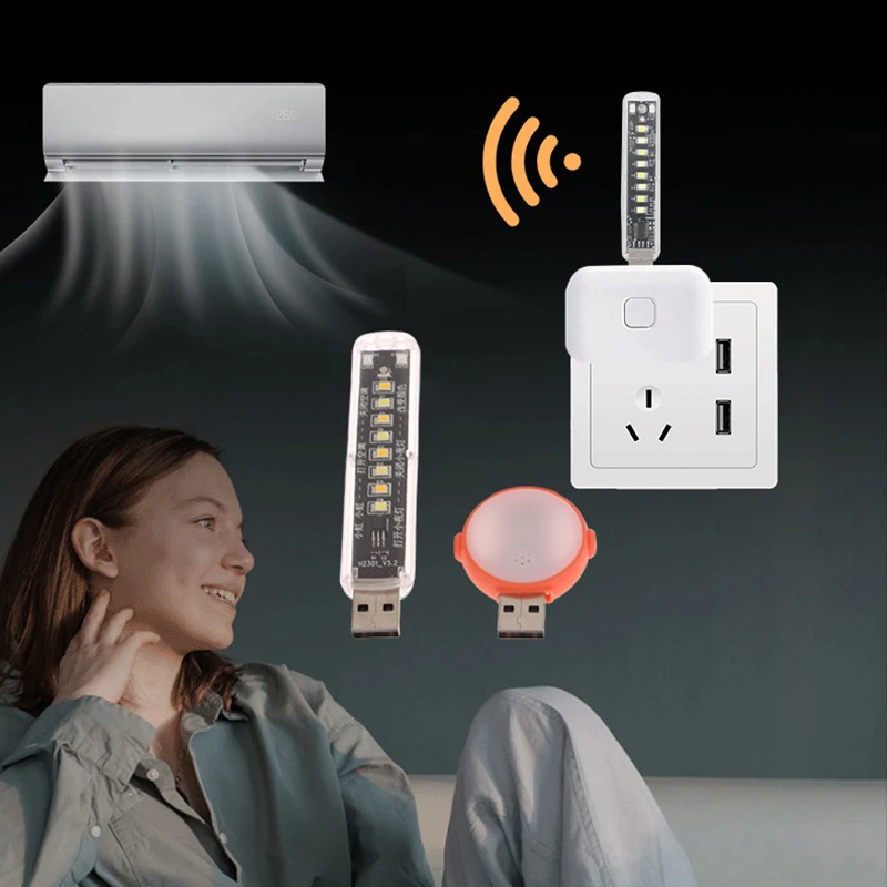 Voice Air Conditioner Remote Control USB Intelligent Voice Control Night Light Module Mini Air Conditioner Mate Light