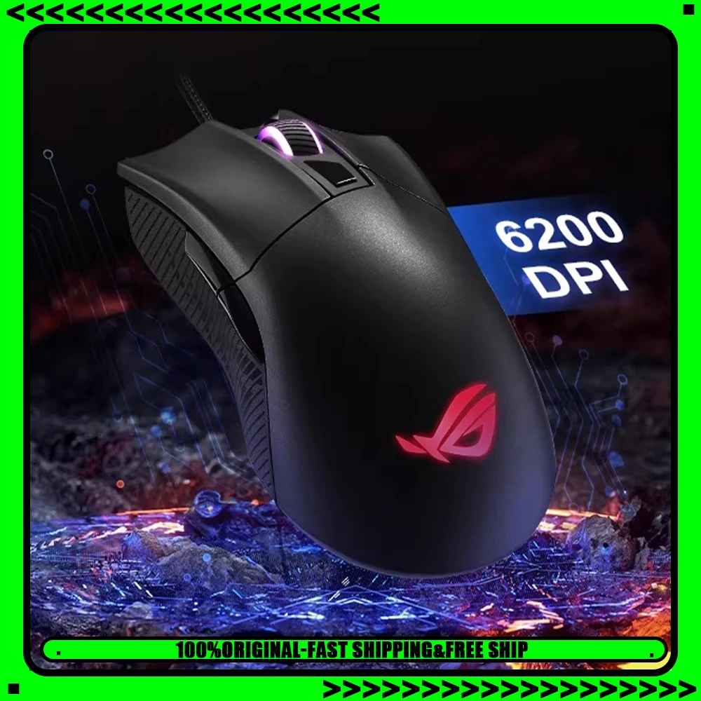 

Игровая мышь ROG Sharp Sword2, 1000 Гц, сенсор PAW3327, проводная, RGB-подсветка, 6200 DPI, легкая, для CS:GO, аксессуары для ПК, подарки