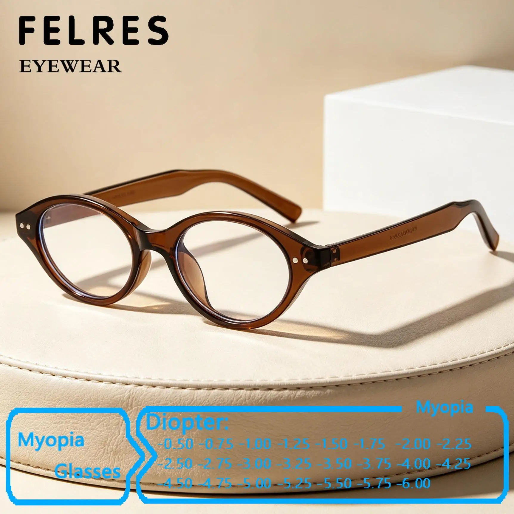-0.5-1.0-2.0 To-6.0 Oval Small Frame Clear Anti Blue Light Finished Myopic Glasses Women Clear Lens Shortsighted Eyeglasses