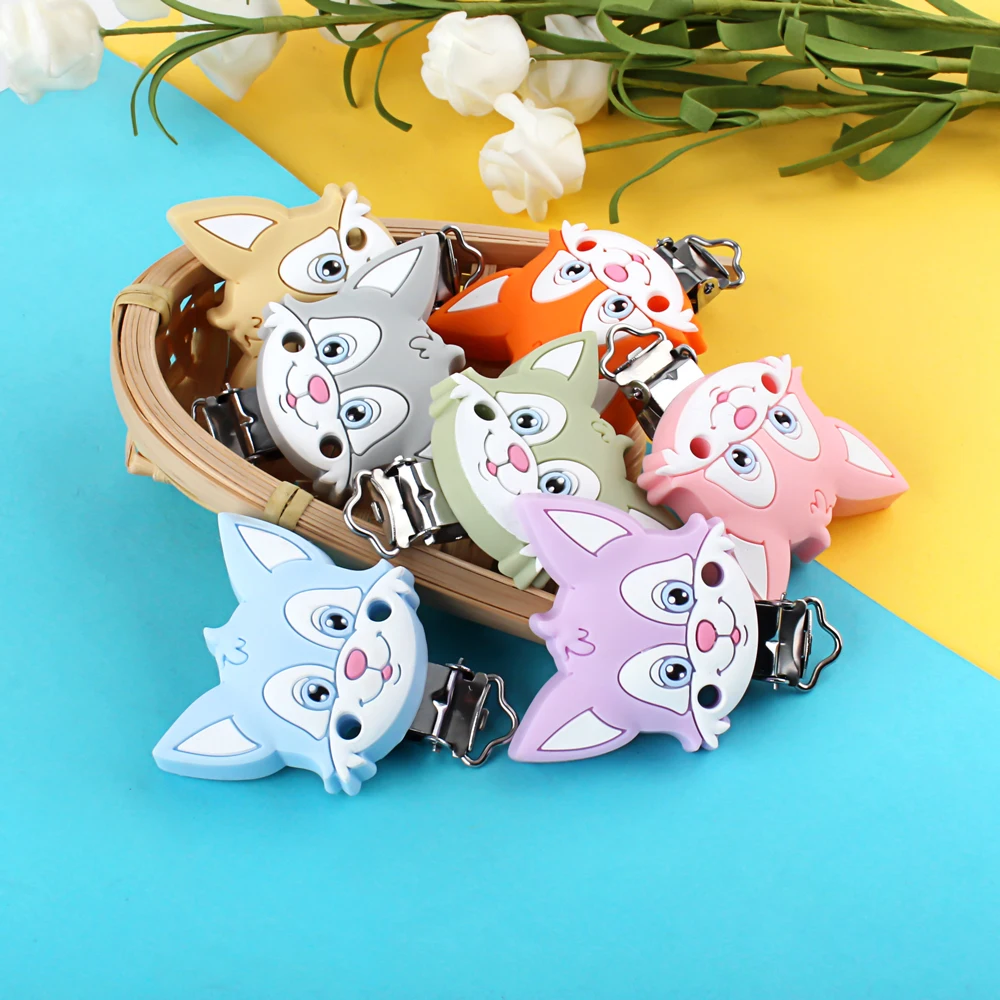 3pcs Silicone Pacifier Clips Teether Bear Fox Unicorn Baby Teething Teether Clip Necklace Beads Tool Nurs Accessories Food Grade