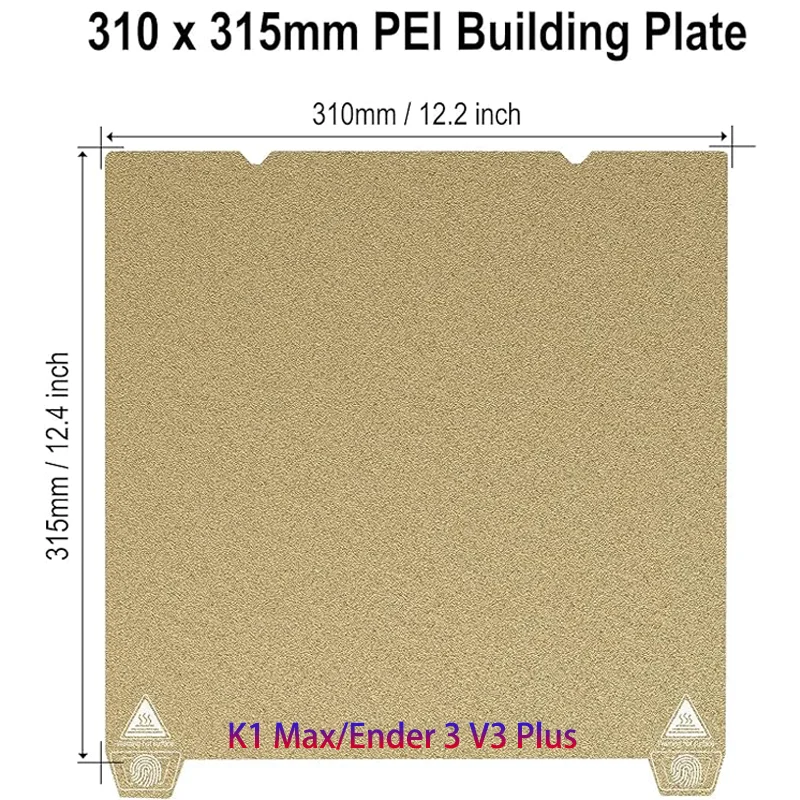 

Лист PEI для Ender 3 V3 Plus 310x315 мм Гибкий текстурированный лист PEI Двухсторонняя магнитная платформа для печати для Creality K1 Max