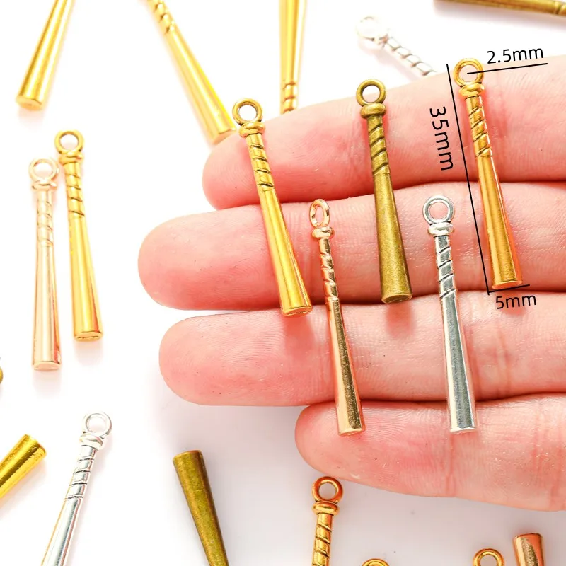 10pcs 5 colors alloy Baseball bat Charm For Necklace Bracelet necklace Pendant DIY Jewelry Crafts Making Accessories 35*5mm J475