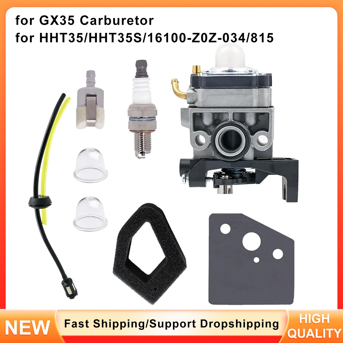 

Carburetor Kit for Honda GX25 GX35 Engine - Fits HHT35 HHT35S Trimmer - Replaces 16100-Z0Z-034, 815