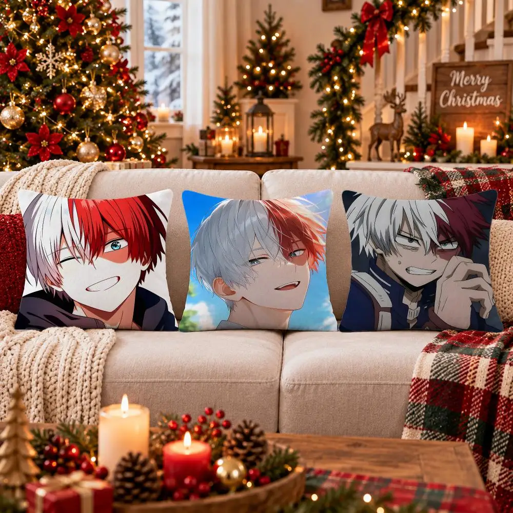 Anime Shoto Todoroki Cushion Cover Cushion Cover Soft Plush Cushion Covers Fluffy Throw Pillow Cases for Sofa Bedroom