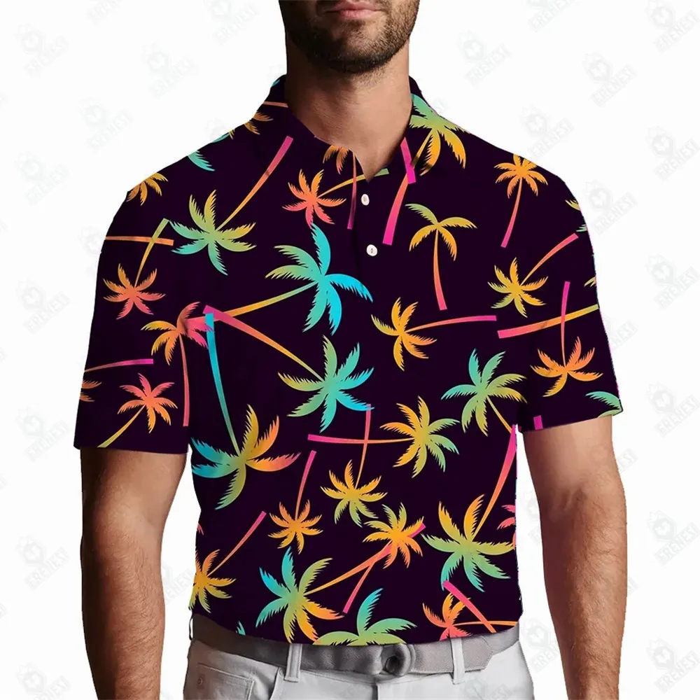 Printed Polo Shirts Custom Spandex Polyester Outdoor Casual Golf Table Tennis Feather Tennis UPF 50+ Sports Golf Polo Apparel