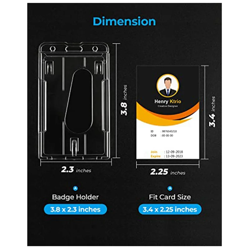 2 шт. вертикальный жесткий пластиковый держатель для бейджа прозрачный держатель для бейджа из ПК с дизайном слота для большого пальца