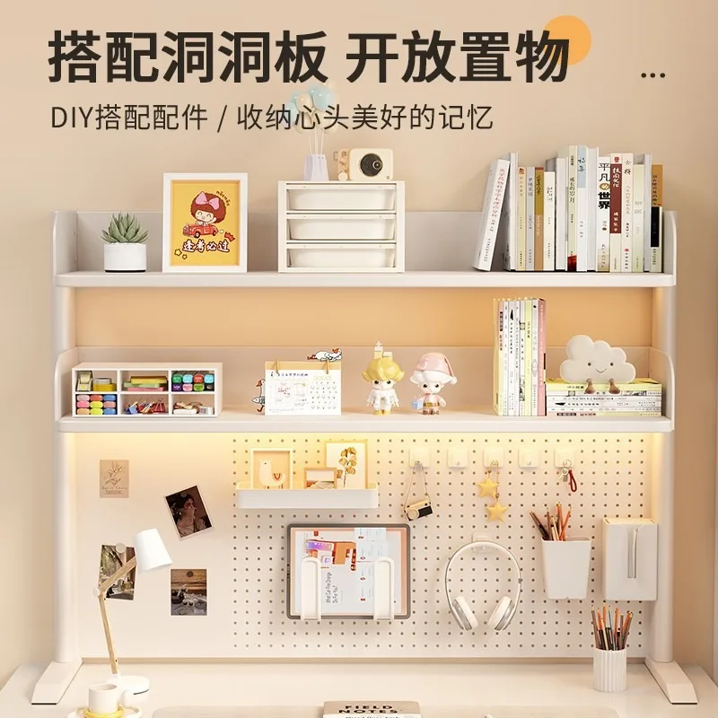 Vertical Pegboard Desktop Bookshelf, Iron Multi-layer Storage Rack for Kids, Student Desk and Office