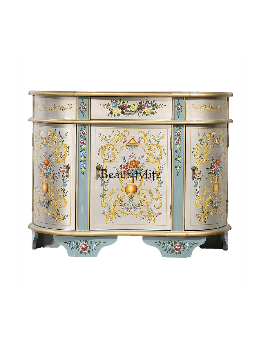 

American-Style Western Painted Screen Entrance Cabinet Living Room Semicircle Decoration Hallway