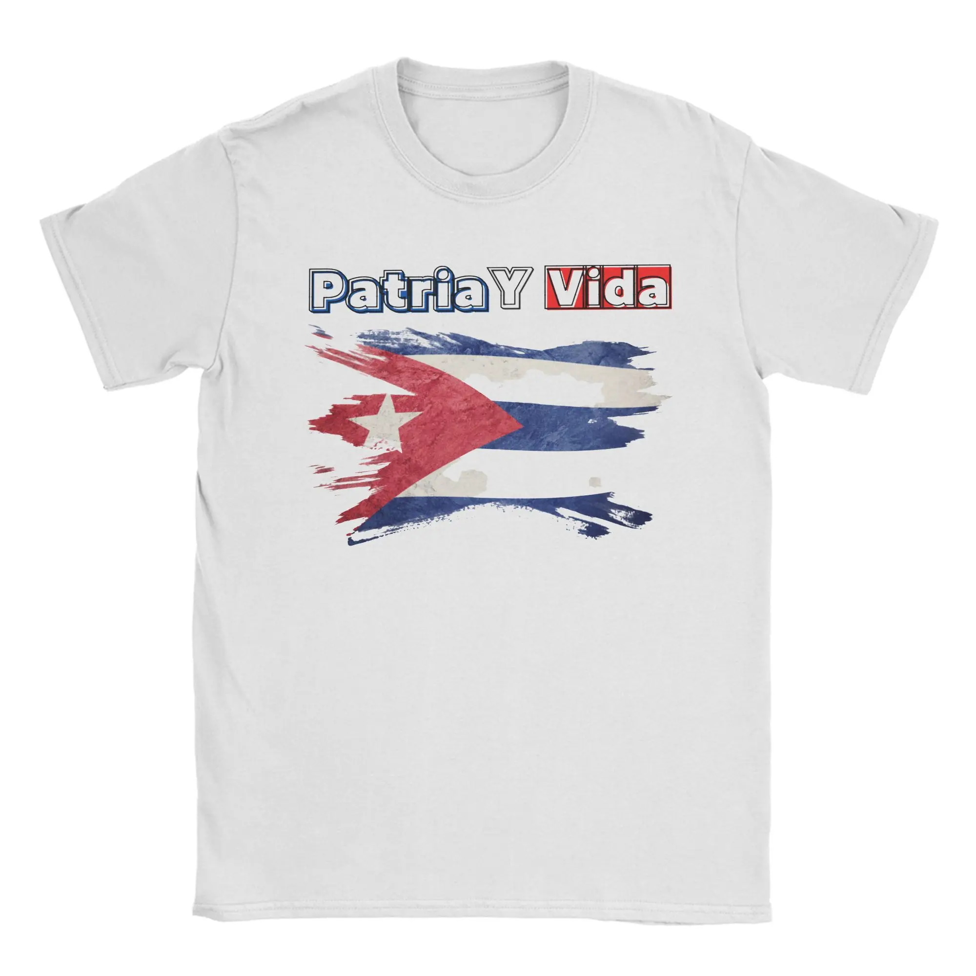 Novelty Free Cuba Patria Y Vida T-Shirt Men's Round Neck Short Sleeve Tops Sos Cuba Cotton Summer Clothing