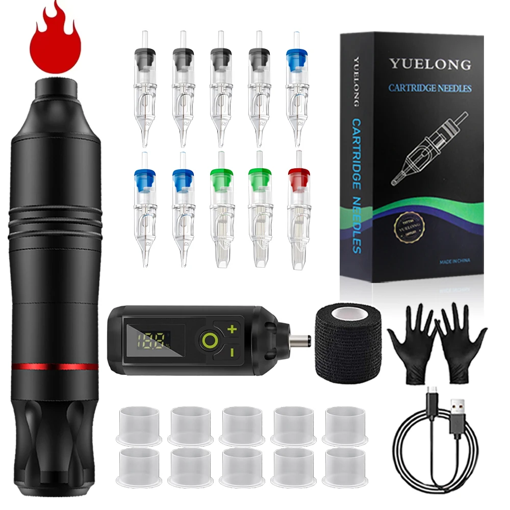 

Wireless Tattoo Kit Rotary Tattoo Machine Pen with 10PCS Tattoo Cartridge Needles Set Permanent Makeup Tools for Tattoo Artist