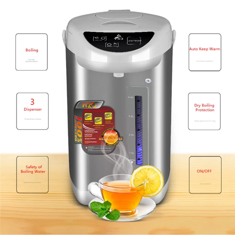 

Электрический чайник из нержавеющей стали, электрический чайник для чая, кофе, подогреватель горшка, съемный резервуар для воды, 3 режима дозирования воды