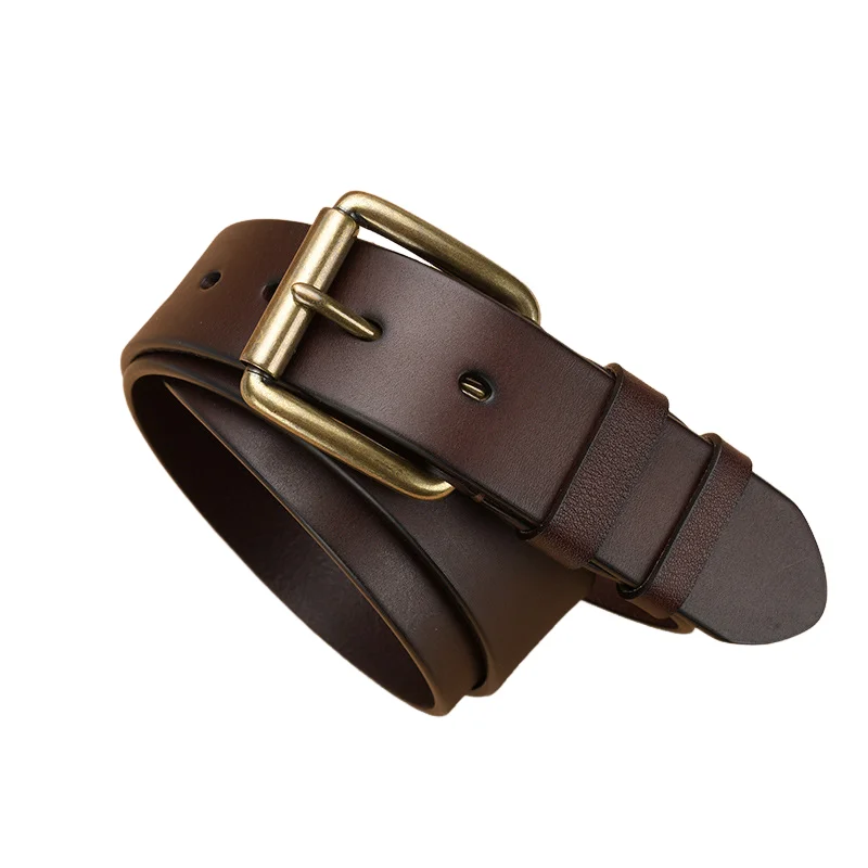 Spring Golden Japanese Buckle Waistband Men Top Layer Cowhide Needle Buckle Waistband Lengthened Handmade Belt Soft  Durable