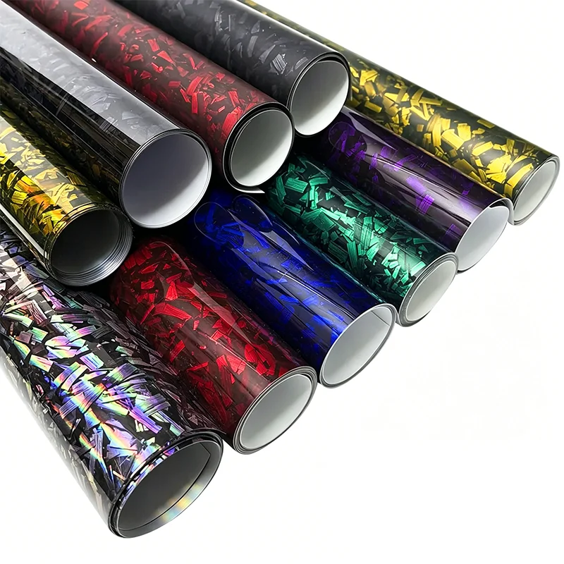 Film adhésif en fibre de carbone forgée PET, autocollants pour voiture, imperméables, décoration automobile, accessoires pour moto