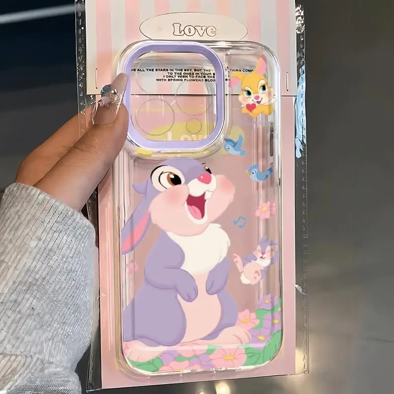 Cartoon Thumper Disney Clear Space Phone Case For iPhone 11 12 13 14 15 16 Pro Max Mini X Xs XR 8 plus Se2020 Transparent Cover