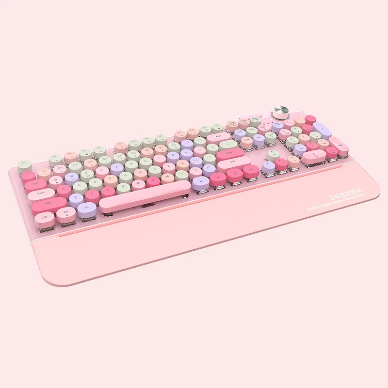 GEEZER G7 mechanical keyboard BT 2.4g Wireless Wired Charging Three-mode game Office cute round keys high appearance level