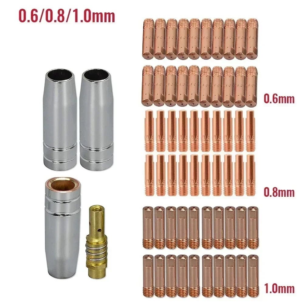 24PCS MB15&M6 MIG Welding Kit 0.6/0.8/1mm Contact Tips Shroud Nozzle Holder Spares 14AK 15AK Torches For SIP Welding Equi