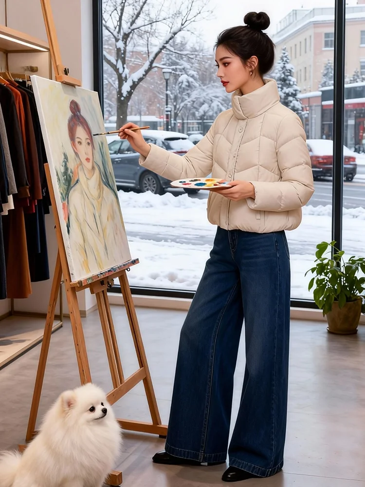 Jaet de algodón Thiened Fce para mujer, abrigo de invierno nuevo Sle de lujo, abrigo coreano holgado para ir al trabajo, fibra de poliéster