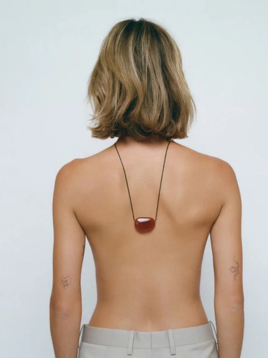 Red agate stone necklaces for women black long stone necklaces minimaist winter summer jewelry new in 2026