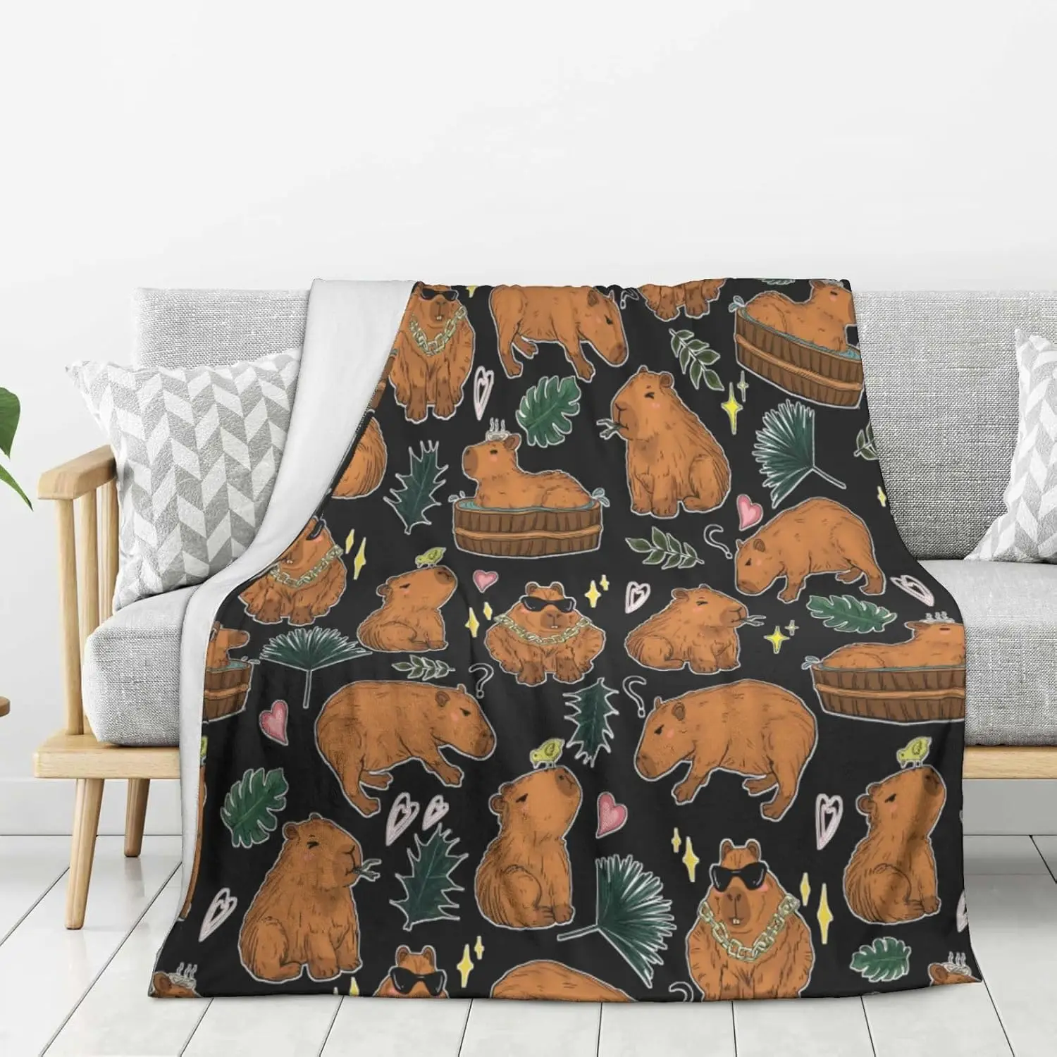 

Одеяло с капибарой 50 x 40 дюймов, нечеткие мягкие уютные одеяла с капибарами, мягкие пледы, теплое легкое плюшевое флисовое одеяло