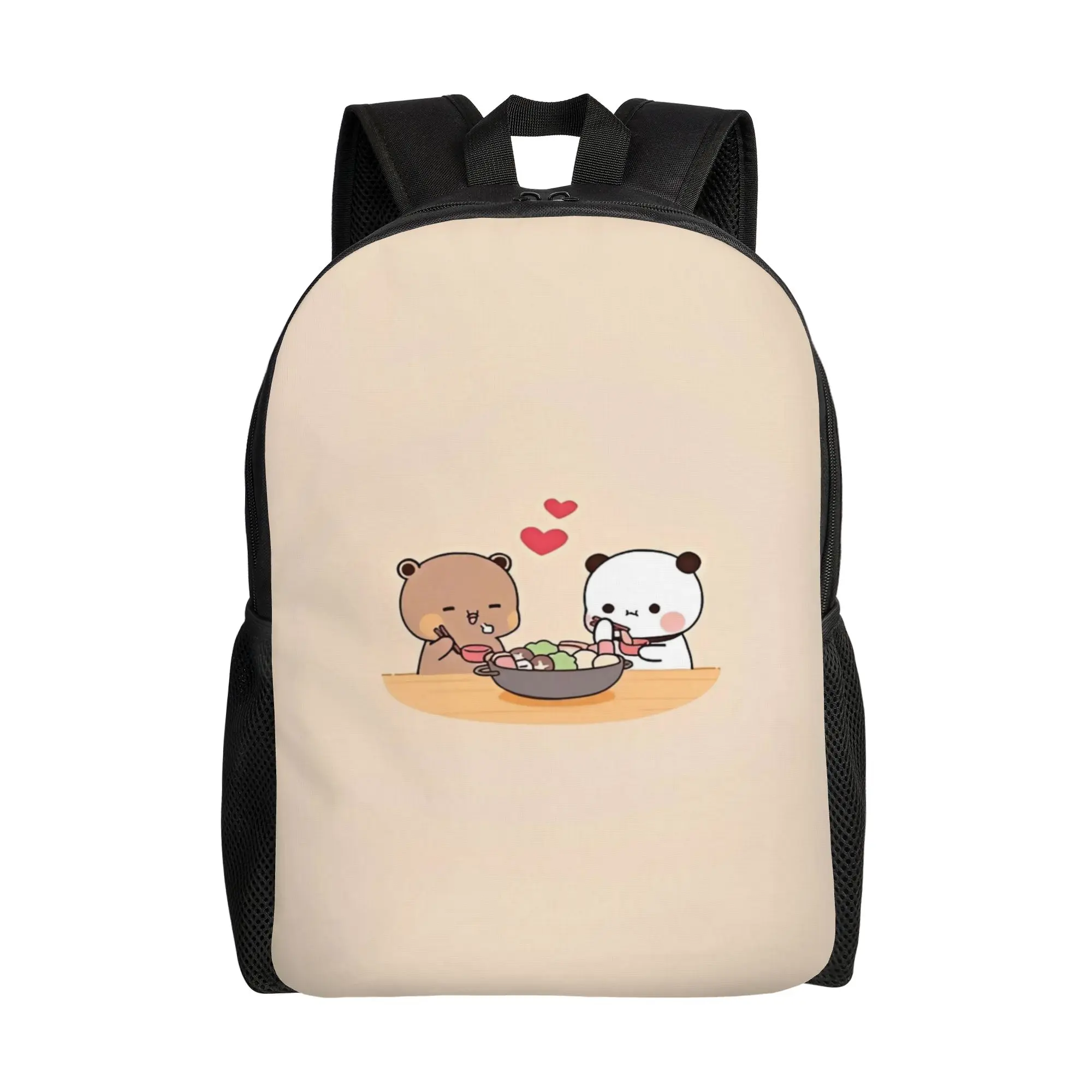 Storage Bag Back to school season Bubu Dudu Panda And Brownie Bear Couple Eating 2024  Personalised Backpack
