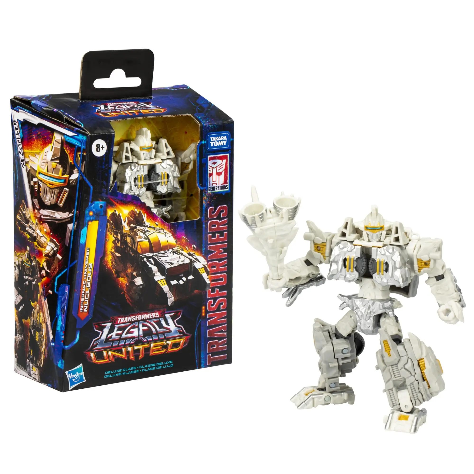 Transformers Legacy United Deluxe Class Infernac Universe Nucleous, 5,5-inch converteerend actiefiguur, 8+