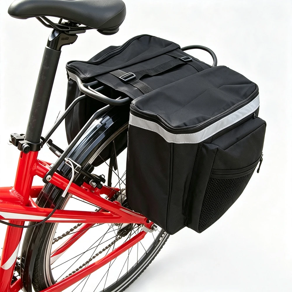 Fahrrad-Gepäckträgertasche mit großer Kapazität, reflektierendem Streifen, doppelseitige Satteltasche, wasserdichte MTB-Fahrrad-Gepäckträgertasche, Fahrradzubehör