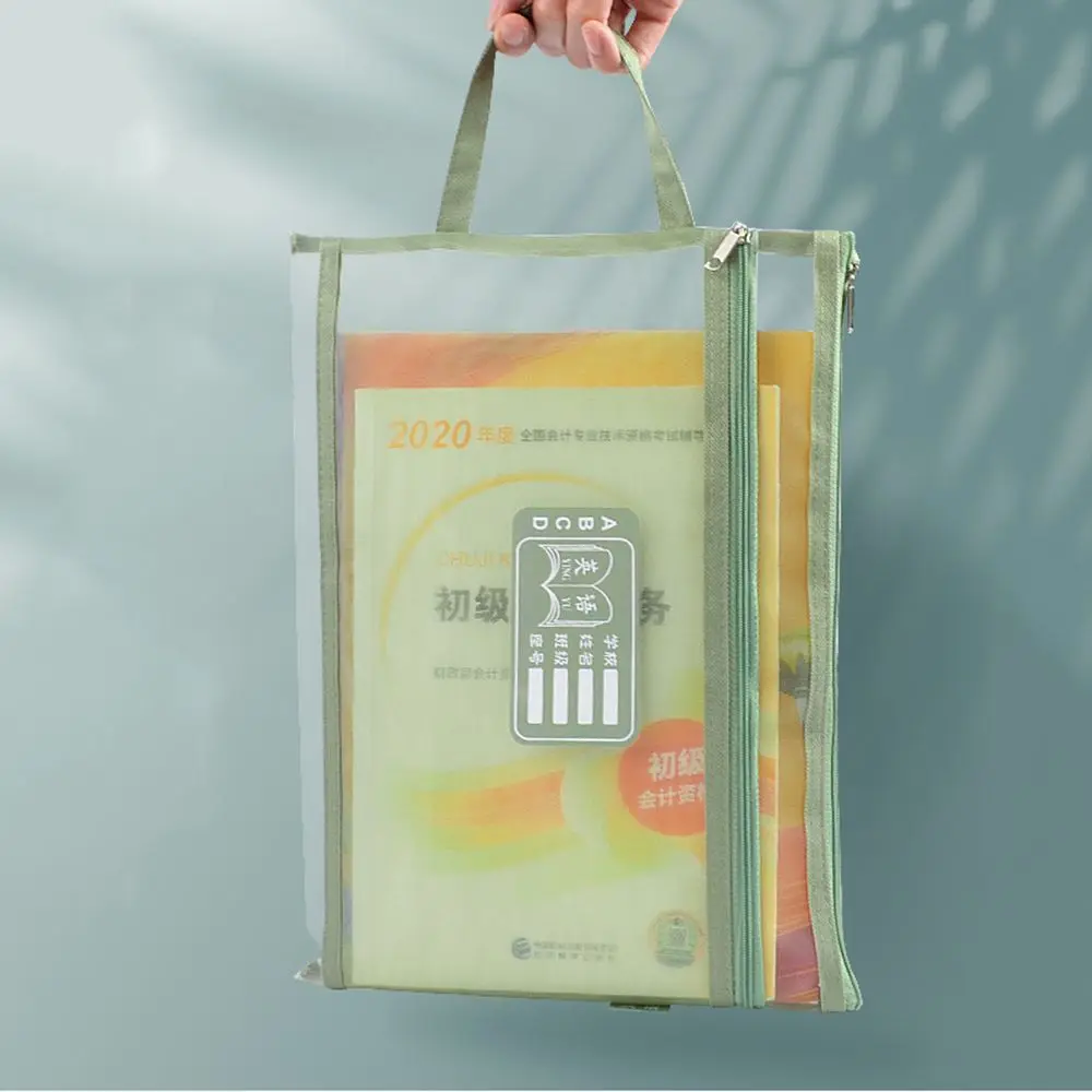 Transparent 1 Pc File Pocket Protective Student Gift Paper Zipper File Pocket Document Bag Storage Handbag A4 File Folder Bag