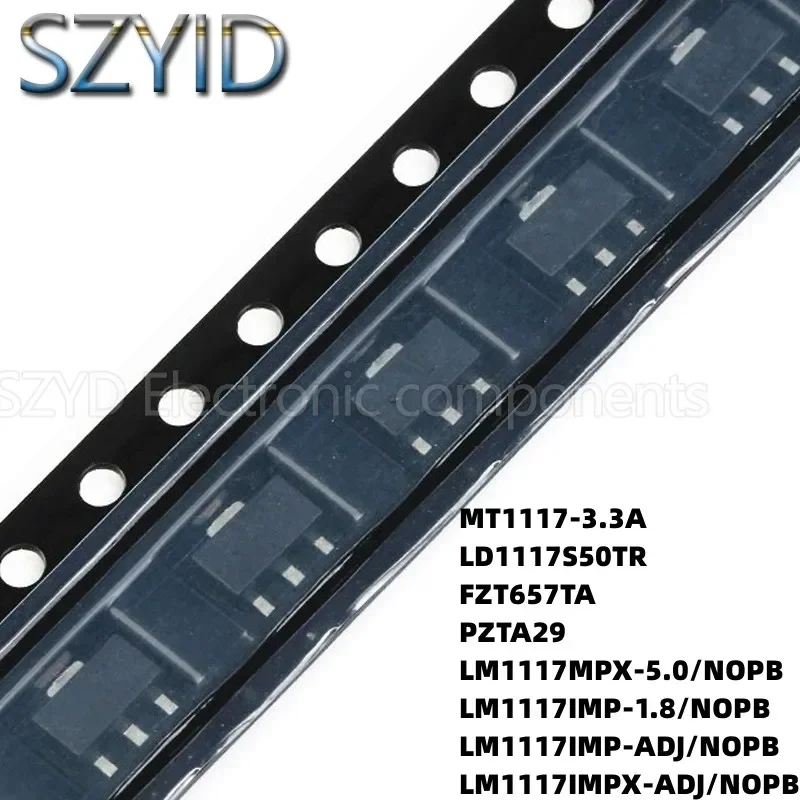 100PCS SOT223 MT1117-3.3A LD1117S50TR FZT657TA PZTA29 LM1117MPX-5.0/NOPB LM1117IMP-1.8NOPB LM1117IMP-ADJNOPB LM1117IMPX-ADJ/NOPB