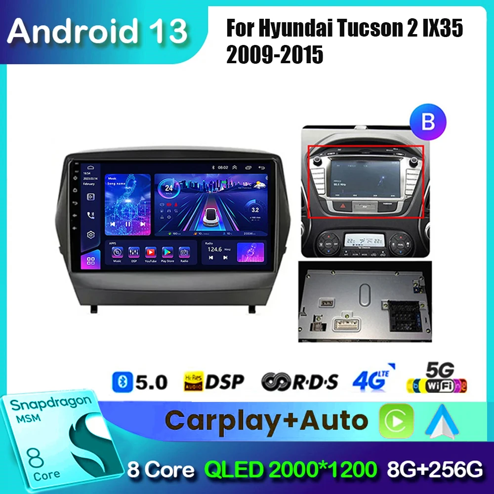 for Hyundai Tucson 2 LM IX35 2009-2015 4G Carplay 2din Android 13 Car Stereo Radio Multimedia Player Navigation GPS Head Unit