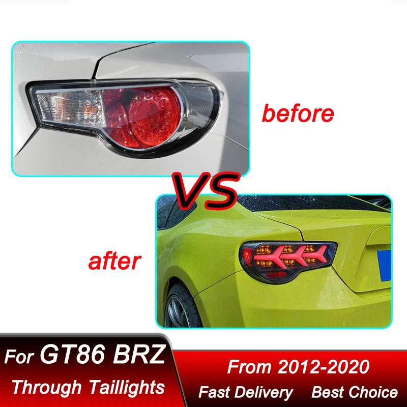 Car Tail Lights For Toyota GT86 & Subaru BRZ 2012-2020 fish bone FULL LED Tail Lamp Dynamic Turn Signal Light Tail Lamp Assembly