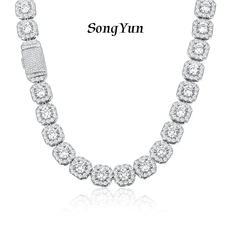 

SY Brand Jewelry 925 Sterling Silver Necklace CMA Certificate Gemstones Chain Pendant Tennis Necklaces for Women Men Jewelry