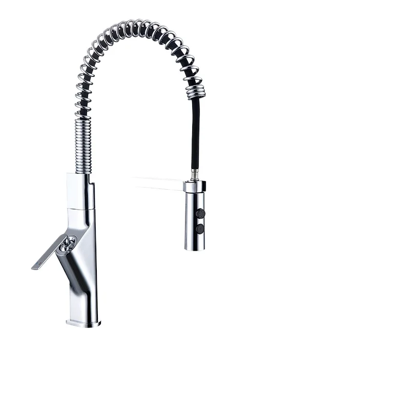 

All-copper spring multi-functional rotating hot and cold faucet, vegetable basin single handle kitchen faucet