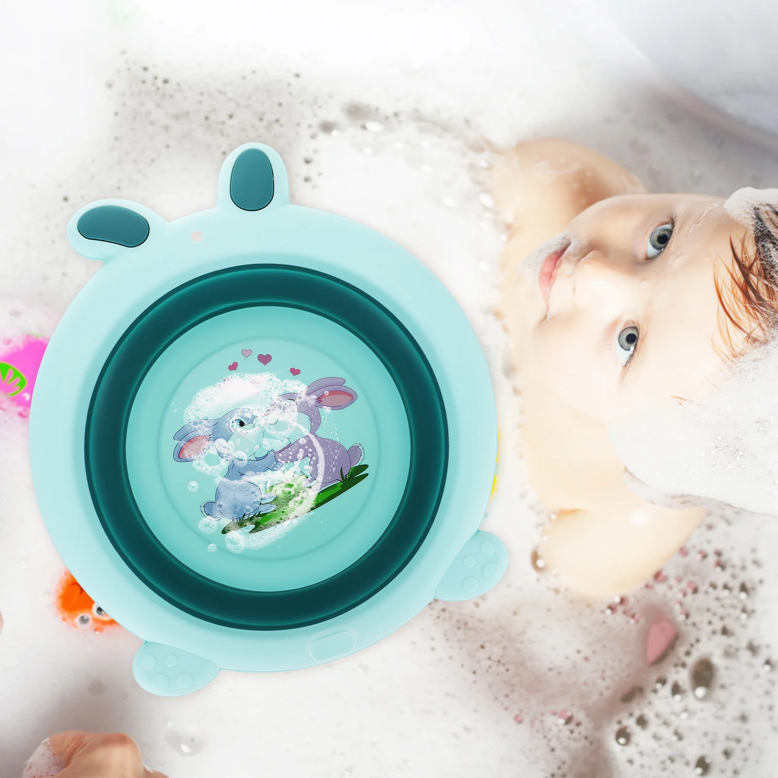 

Little Rabbit Collapsible Wash Basin Baby Kids Portable Foldable Bathtub Safe Material Space-Saving Travel Use Multipurpose Face