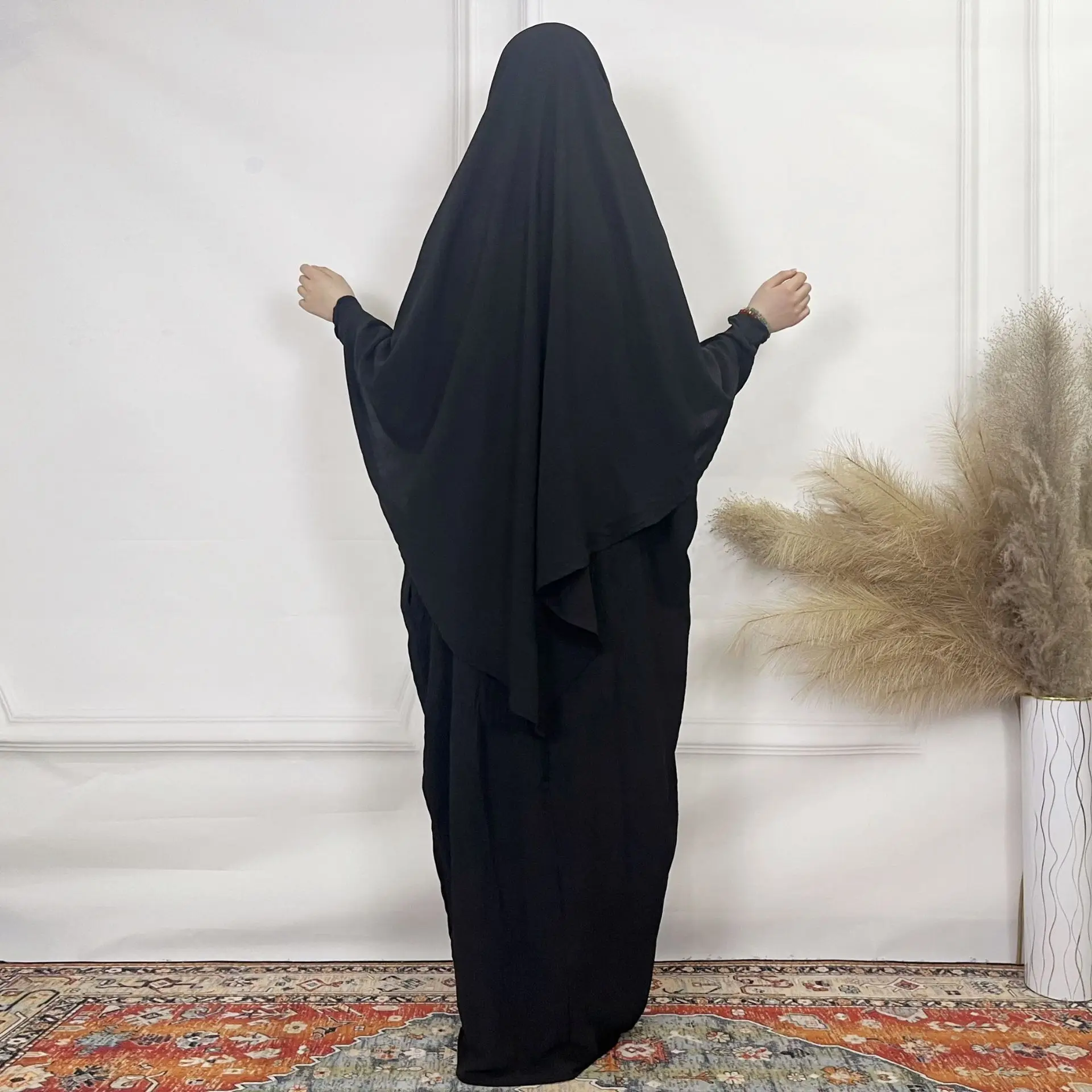 

Ramadan Muslim Women Prayer Garment Khimar Jalabiya Eid Djellaba Hijab Dress Hooded Scarf Robe Kaftan Abaya Islam Clothing Suits