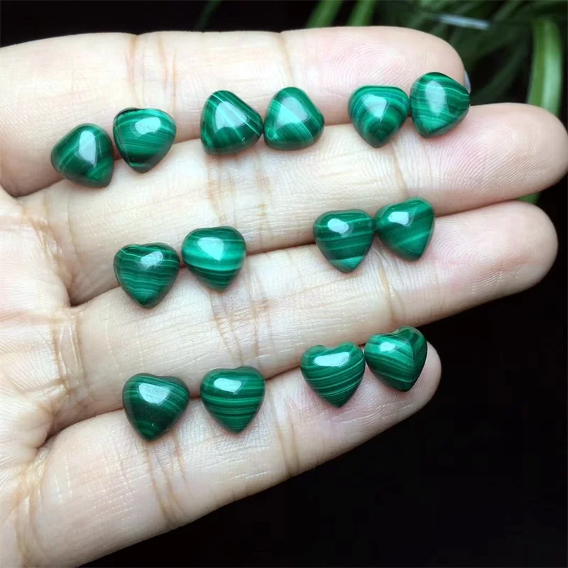 Natural Malachite Heart Stud Earrings For Women Elegant Temperament Holiday Fashion Healing Jewelry Gift1pair