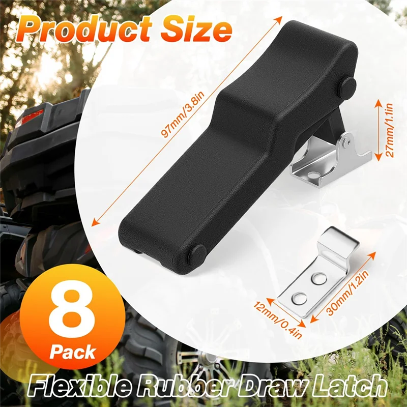 A76K Front Storage Rack Rubber Latch, 8 Pcs Flexible Draw Latch With Keeper For Cooler, Boat Compartment Cargo Box