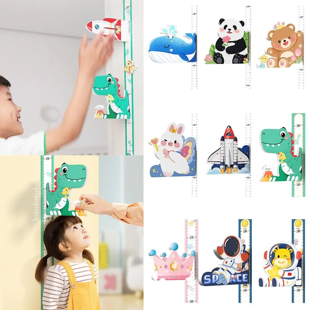 3D Cartoon Animal Children's Height Ruler Self Adhesive Removable Height Measurement Stickers Multicolor Wall Art Growth Chart