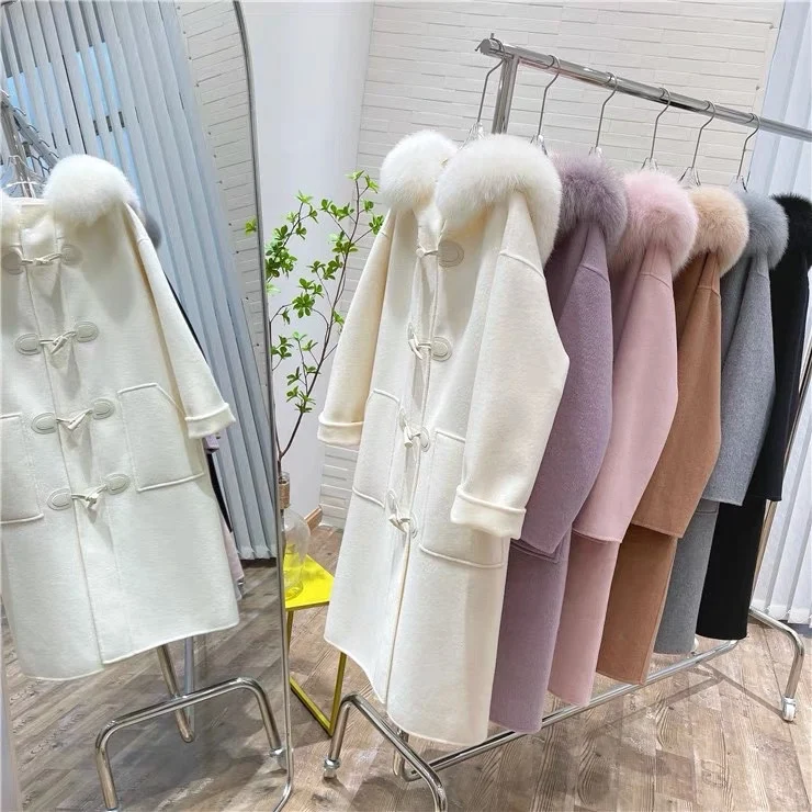 2023 Woolen fur,Women's warm Thicken hooded natural fur Woolen Coat,Plush lamb wool Overcoat S339