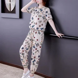 Two Piece Set 2022 New Summer Fashion Women's Sets Suit Female Trouser withs Outfit Tracksuit Clothes