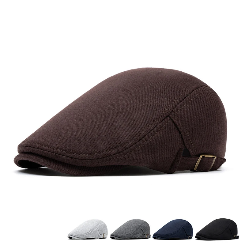 Warme Vorwärtsmützen für Herren und Damen, einfarbige Baskenmützen für Herbst und Winter, geeignet für Outdoor-Freizeitsportarten, verstellbar