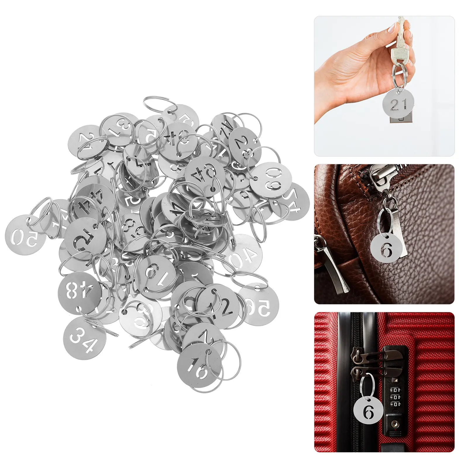 60Pcs Stainless Steel Number Tags Hollowed Design Round Metal Key Tags Numbered Labels for Lockers Keychains Event Use