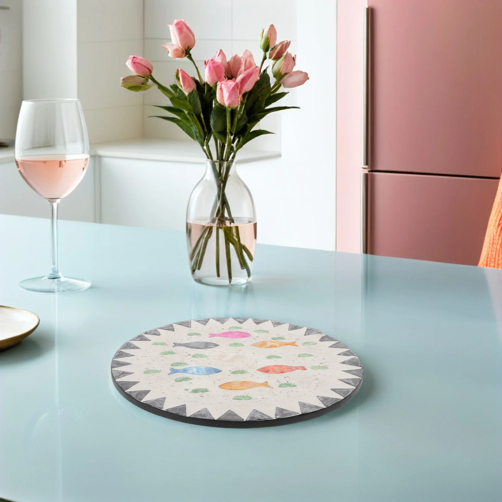 

Non-Slip 7.82 Inch Round Coaster Design Heat Insulation Cup Mat for Table Decor Coffee Tea Mug Outdoor Parties Beach