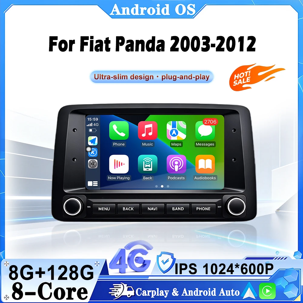 Car Radio For Fiat Panda 2003-2012 Multimedia Player Android Auto Wireless Carplay Navigation GPS Tools WIFI 4G