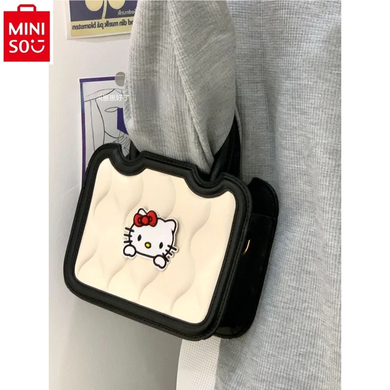 MINISO 2024 New Cartoon Hello Kitty One Shoulder Crossbody Small Square Bag Student Versatile Handbag