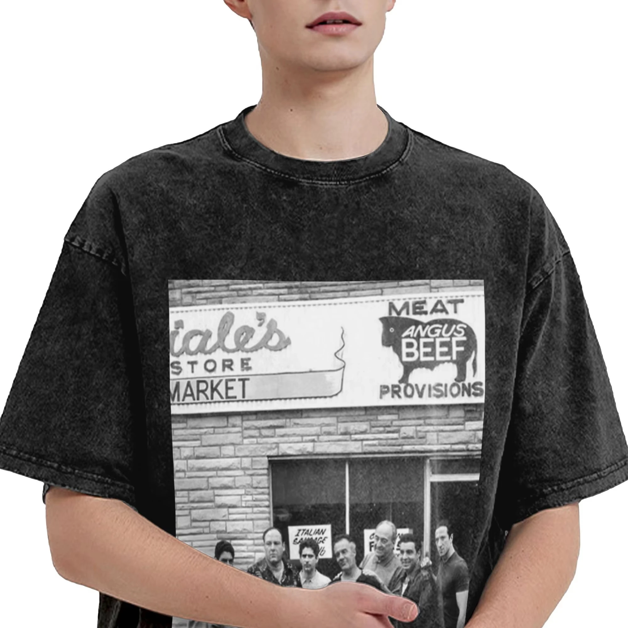 2025 زوجين تي شيرت سوبرانوس الأسرة غسلها تي شيرت الهبي الصيف تي شيرت خمر نمط ملابس قطنية حجم كبير 3XL